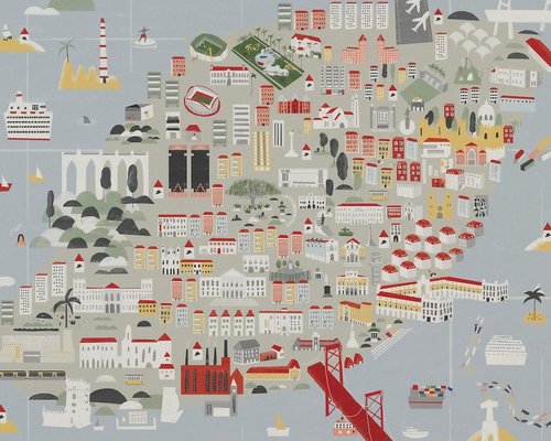 Abstract map illustration highlighting modern urban infrastructure